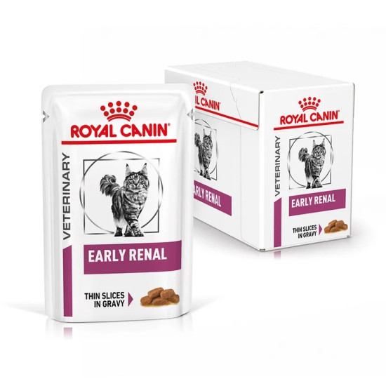 Royal Canin Early Renal Cat – hrană umedă dietetică pentru pisici adulte cu afecțiuni renale în stadiu incipient, plic sos 85 g